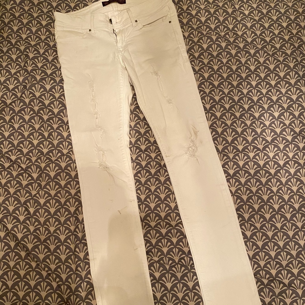 Size 0 White Ripped Skinny Jeans